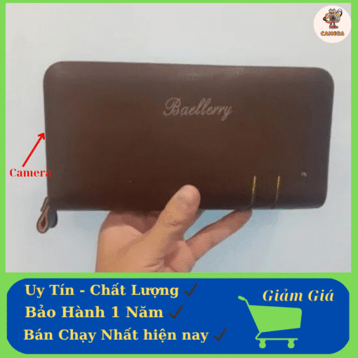 Camera ngụy trang ví da cầm tay