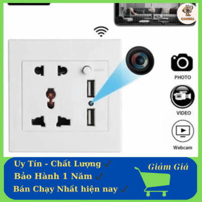 Camera Ổ Cắm Điện Giấu Kín Bí Mật An Toàn Shop247camera camera ngụy trang ổ cắm điện